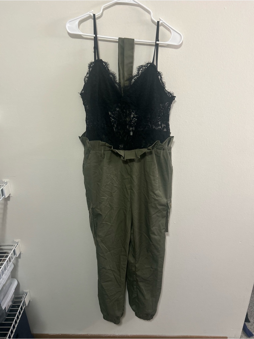 Rue21 Black Lace Bodice Olive Jumpsuit